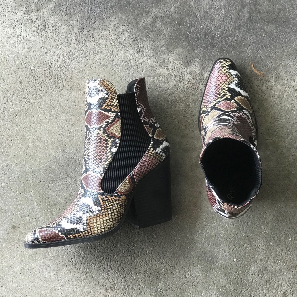 Qupid Multi Color Python Snake Ankle Bootie - Picture 5 of 8